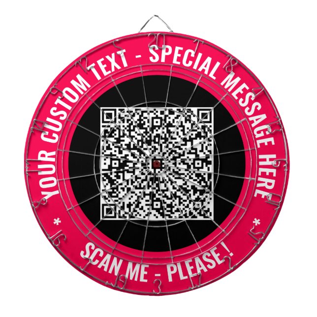 Your QR Code Custom Text Dart Board Choose Colors (Front)