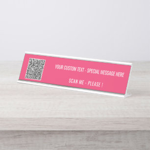 Your QR Code Custom Text Desk Name Plate Example