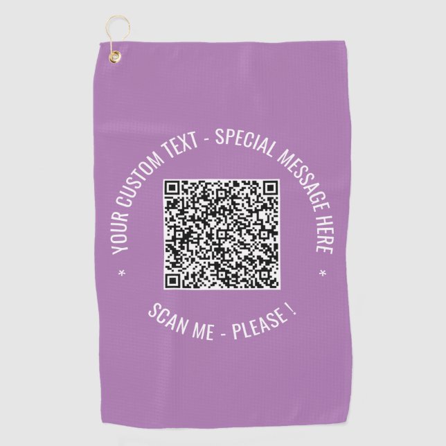 Your QR Code Custom Text Golf Towel Example (Front)