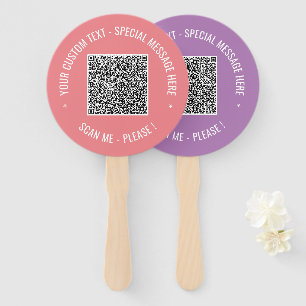 Your QR Code Custom Text Hand Fan Choose Colors