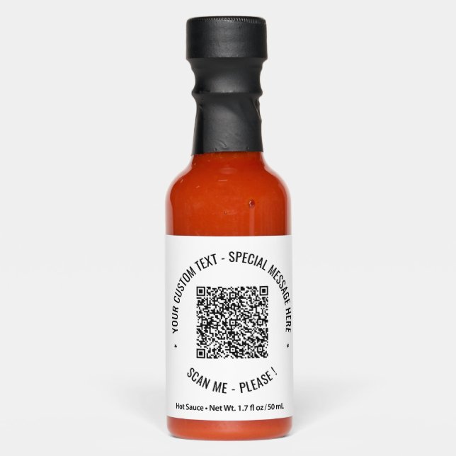 Your QR Code Custom Text Hot Sauces Example (Front)