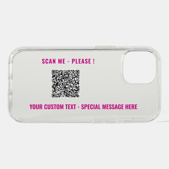 Your QR Code Custom Text iPhone Case Choose Colors (Horz)