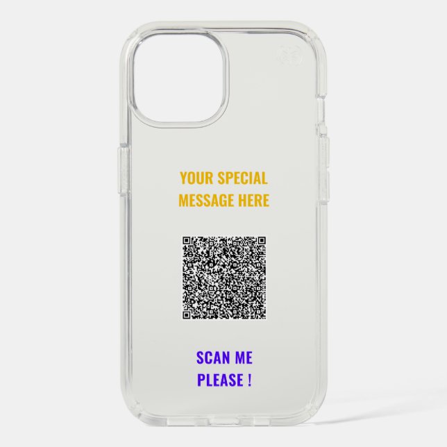 Your QR Code Custom Text iPhone Case Choose Colors (Front)