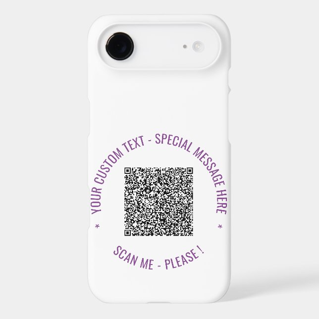 Your QR Code Custom Text iPhone Case Choose Colors (Back)