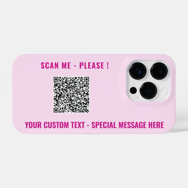 Your QR Code Custom Text iPhone Case Choose Colors (Back Horizontal)