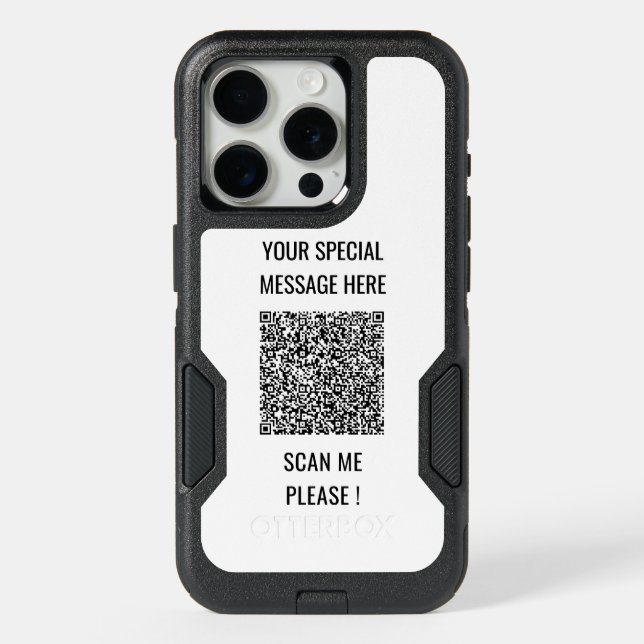 Your QR Code Custom Text iPhone Case Choose Colors (Back)