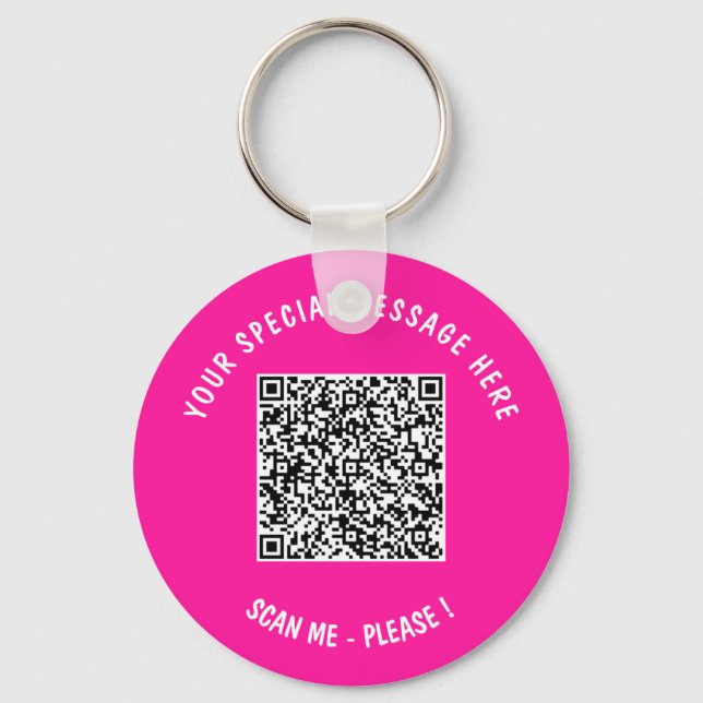 Your QR Code Custom Text Keychain - Choose Color (Front)