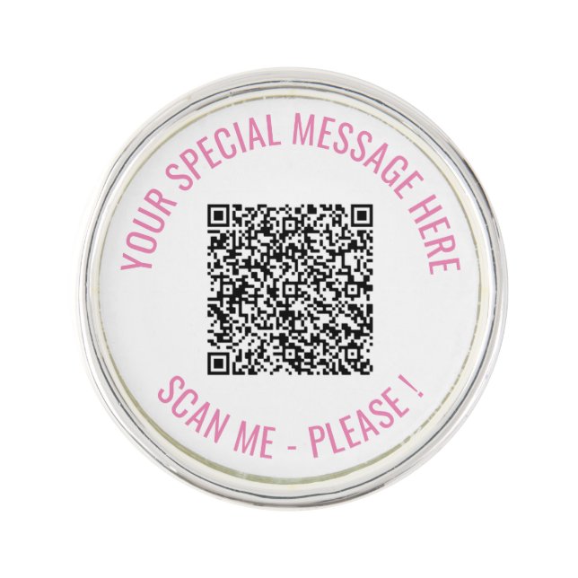 Your QR Code Custom Text Lapel Pin Gift Example (Front)