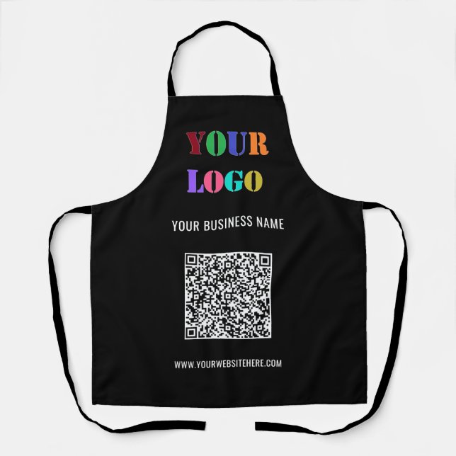 Your QR Code Custom Text Logo Apron Choose Colors (Front)