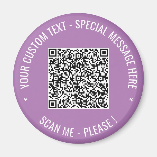 Your QR Code Custom Text Magnet - Choose Colors (Front)