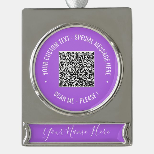 Your QR Code Custom Text Name Christmas Ornaments (Front)
