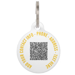 Your QR Code Custom Text Name Pet ID Tag Example