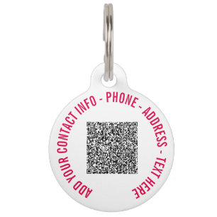 Your QR Code Custom Text Name Pet ID Tag Example