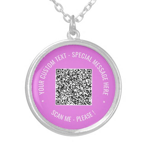 Your QR Code Custom Text Necklace Choose Color