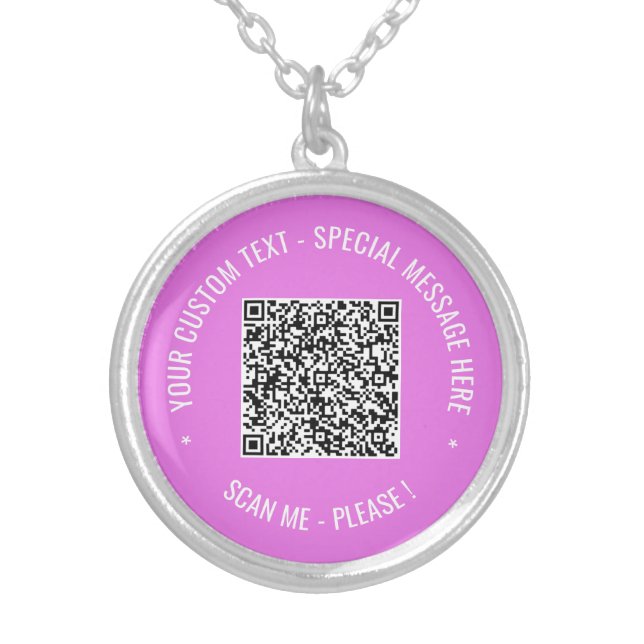 Your QR Code Custom Text Necklace Choose Color (Front)