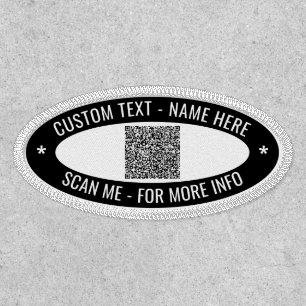 Your QR Code Custom Text Oval Patch Example