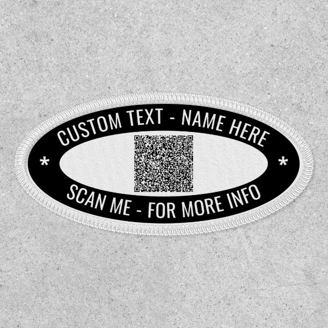 Your QR Code Custom Text Oval Patch Example (Front)