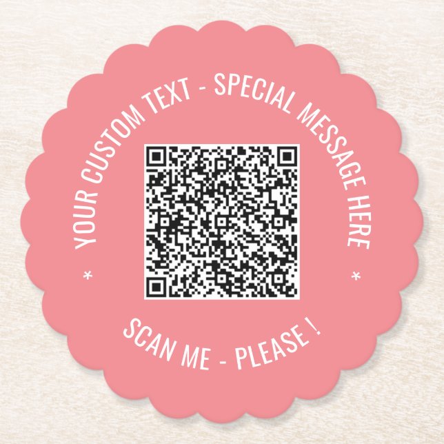 Your QR Code Custom Text Paper Coaster Example (Front)