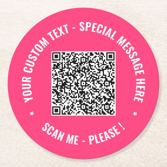 Your QR Code Custom Text Paper Coaster Template (Front)