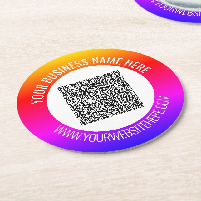 Your QR Code Custom Text Paper Coasters Example (Angled)