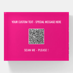 Your QR Code Custom Text Paperweight Choose Colors