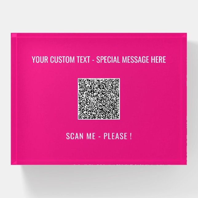 Your QR Code Custom Text Paperweight Choose Colors (Front)