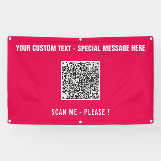 Your QR Code Custom Text Party Banner Choose Color (Horizontal)