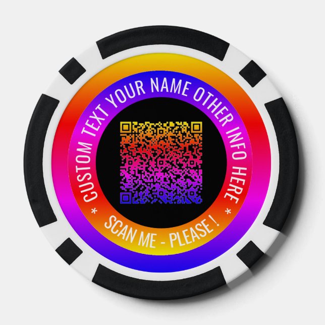 Your QR Code Custom Text Personalized Poker Chips (Back)