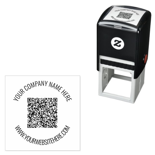 Your QR Code Custom Text Personalized Round Stamp (In Situ)