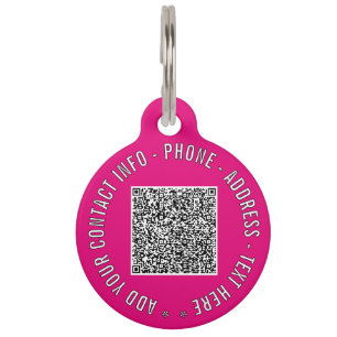 Your QR Code Custom Text Pet ID Tag Choose Colors