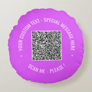 Your QR Code Custom Text Round Pillow Choose Color