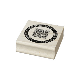Your QR Code Custom Text Round Rubber Stamp