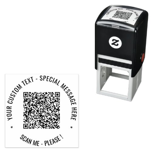Your QR Code Custom Text Round Self_inking Stamp