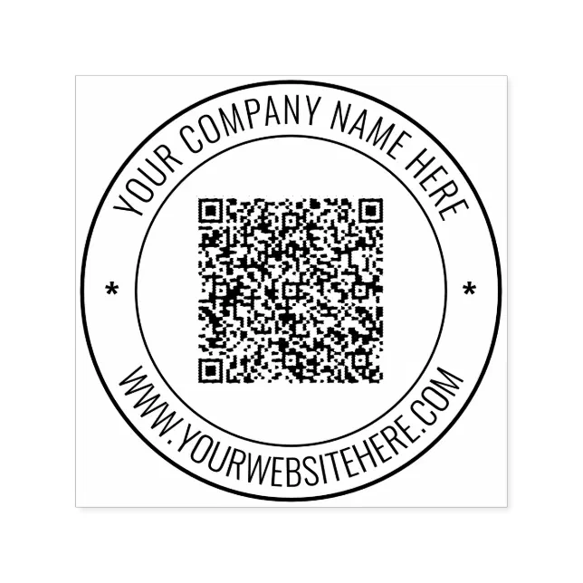 Round Qr Code With Text Inside Code Your QR Code Custom Text Round Self-inking Stamp | Zazzle