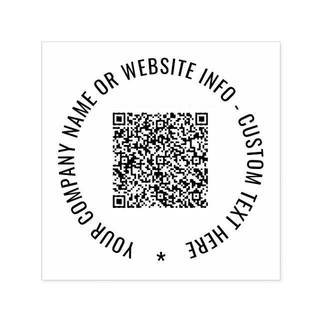 Your QR Code Custom Text Round Self-inking Stamp (Design)