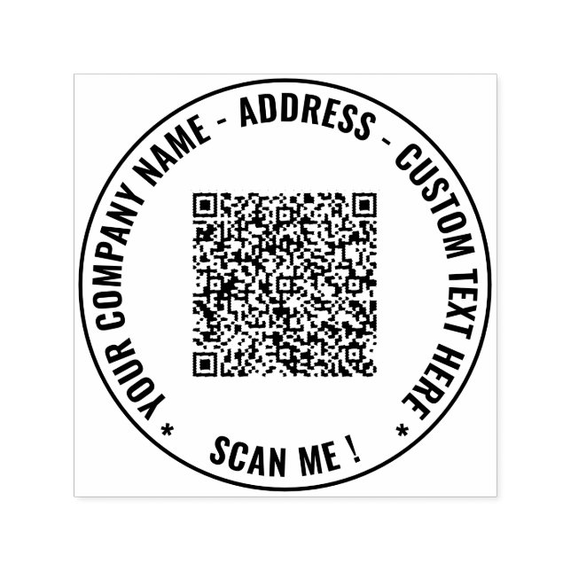 Your QR Code Custom Text Round Self-inking Stamp (Design)