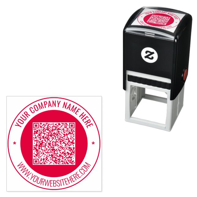 Your QR Code Custom Text Round Stamp Choose Color (In Situ)