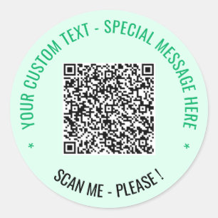 Your QR Code Custom Text Round Sticker Template