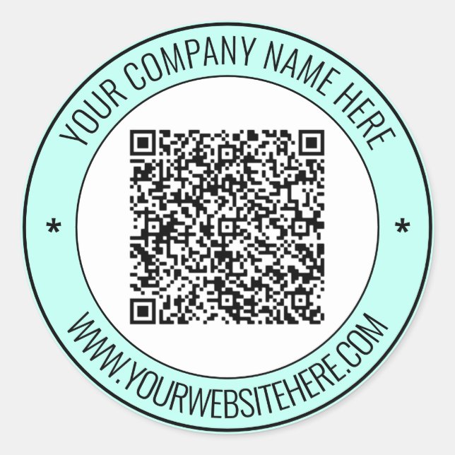 Your QR Code Custom Text Round Stickers Example (Front)