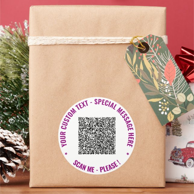Your QR Code Custom Text Stickers Choose Colors (Holiday)