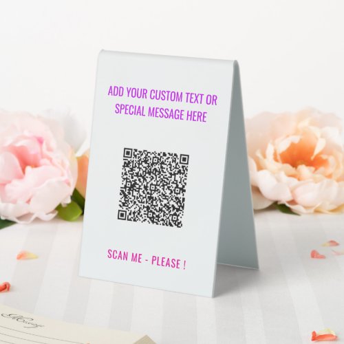 Your QR Code Custom Text Table Sign Choose Colors