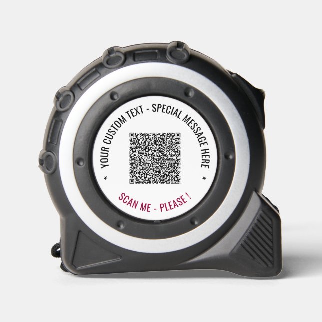 Your QR Code Custom Text Tape Measure Template (Front)