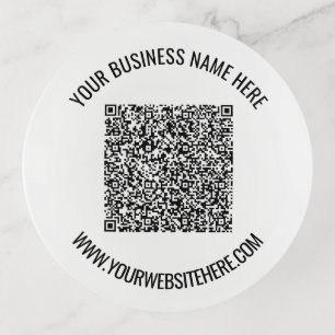 Your QR Code Custom Text Trinket Tray Choose Color
