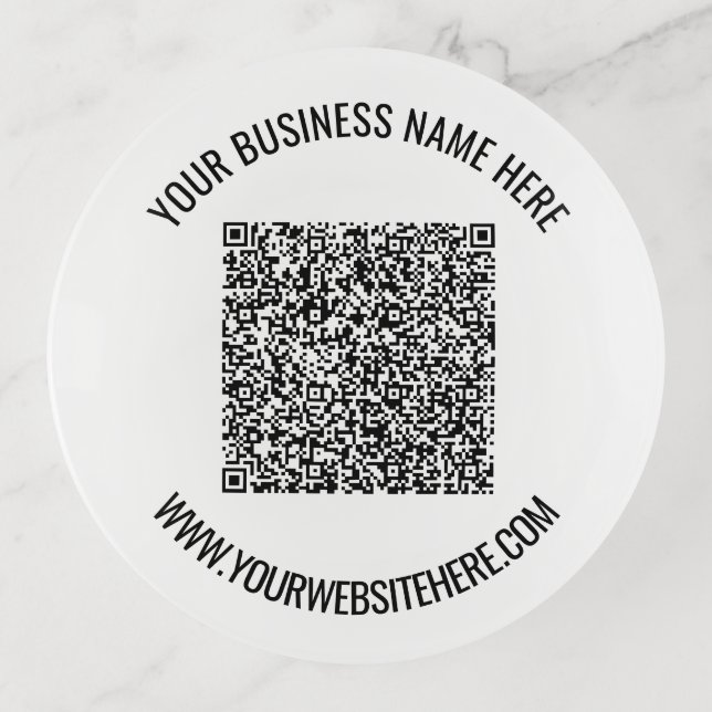 Your QR Code Custom Text Trinket Tray Choose Color (Front)