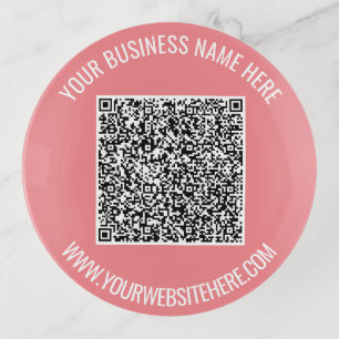 Your QR Code Custom Text Trinket Tray Choose Color