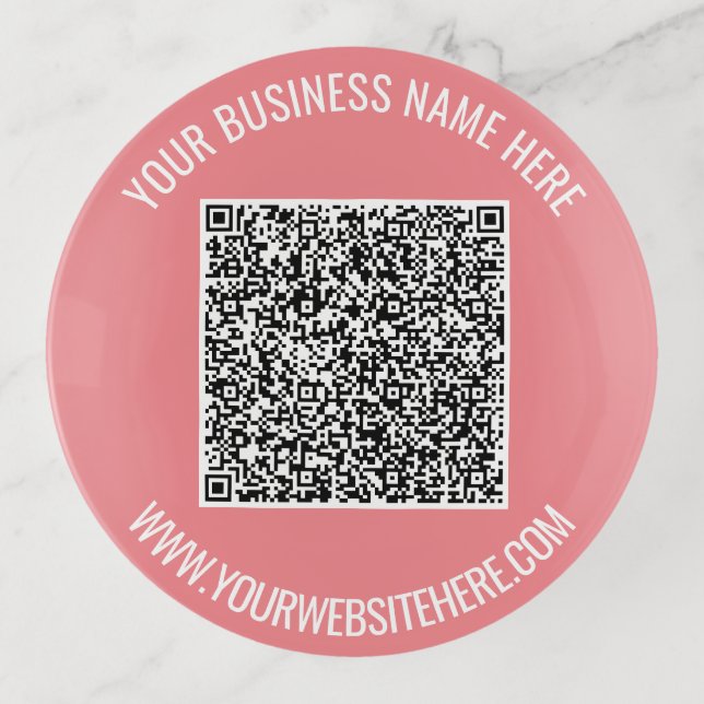 Your QR Code Custom Text Trinket Tray Choose Color (Front)