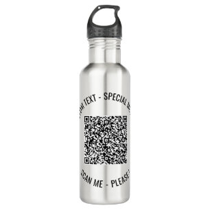 Your QR Code Custom Text Water Bottle Choose Color