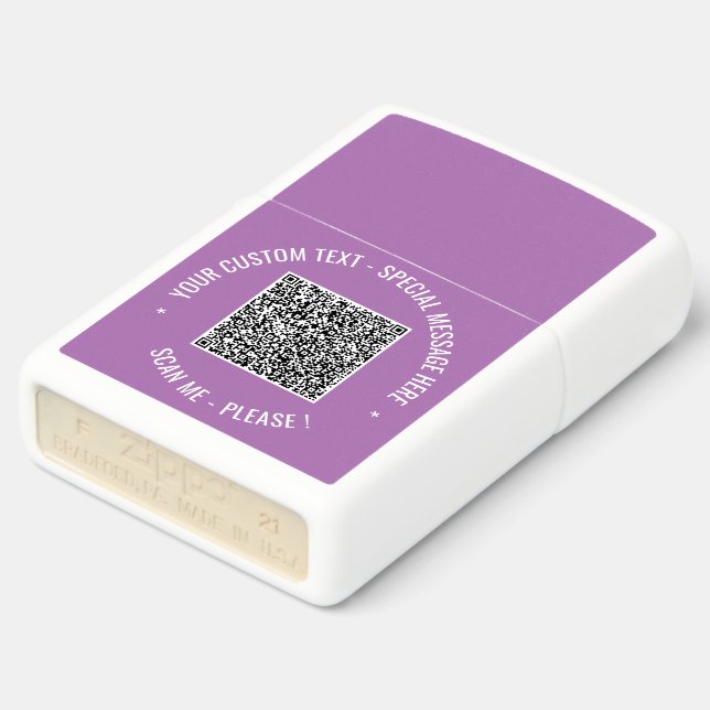 Your QR Code Custom Text Zippo Lighter Template (Angled)