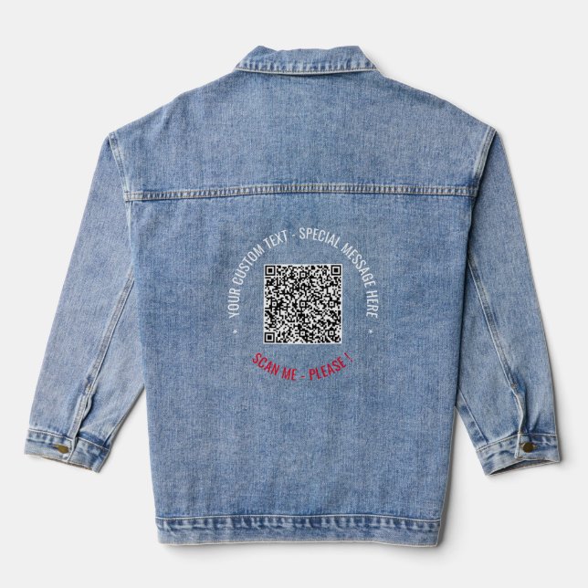 Your QR Code Denim Jacket Template Custom Text (Back)