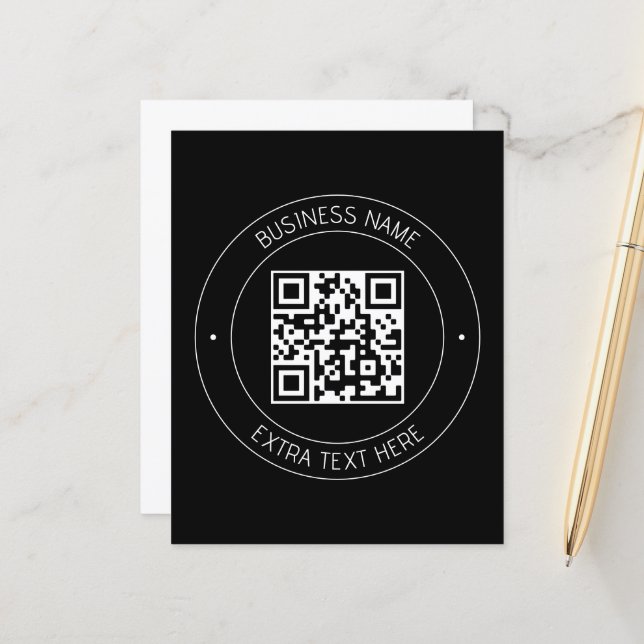 Your QR code & Editable Text | Black & White (Front/Back In Situ)